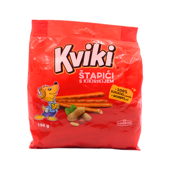 Štapići slani punjeni kikirikijem Kviki 190g